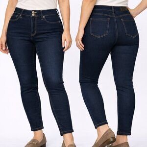 Anne Klein High Rise Skinny Ankle Jeans Indigo Rinse Wash 12 Petite New